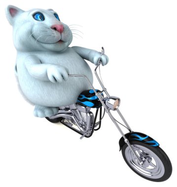 Eğlenceli çizgi film karakteri ile motosiklet - 3d çizim