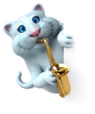 Eğlenceli kedi ile araç - 3d çizim