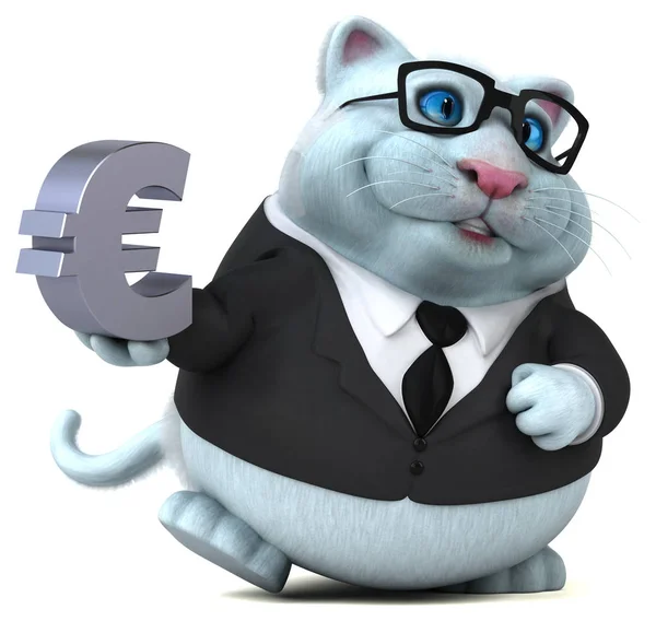 Rolig Katt Med Euro Illustration — Stockfoto