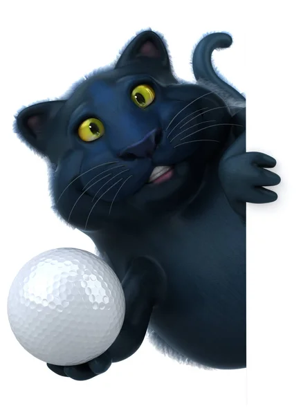 Gato Divertido Com Bola Ilustração — Fotografia de Stock