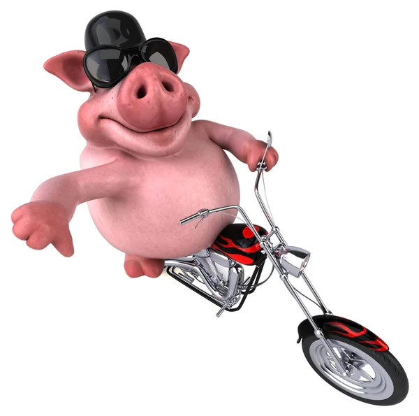 Fun Cartoon Character Motorbike Illustration — Stock Photo, Image