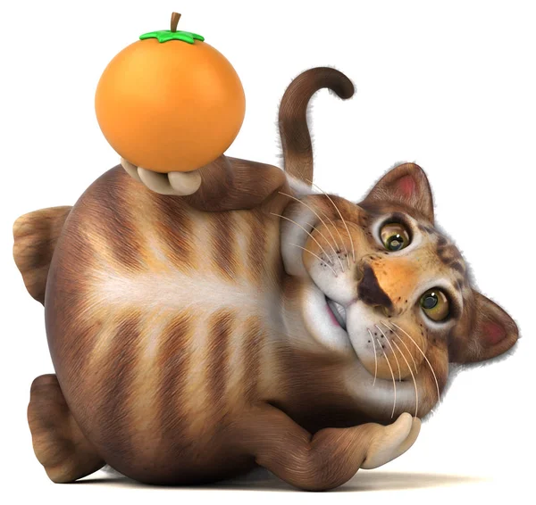 Leuke Kat Met Oranje Illustratie — Stockfoto