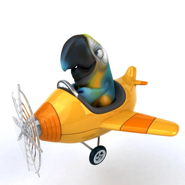 Personagem Desenho Animado Divertido Com Avião Ilustração — Fotografia de Stock