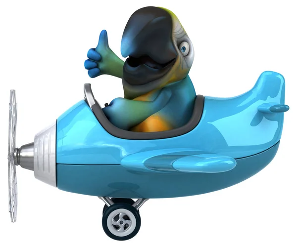 Personagem Desenho Animado Divertido Com Avião Ilustração — Fotografia de Stock
