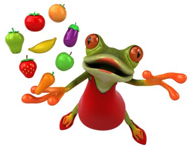 Meyve ve sebze - 3d çizim ile eğlenceli çizgi film karakteri