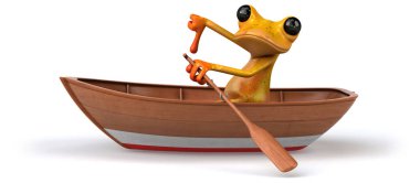 Eğlenceli kurbağa - 3d çizim kürek