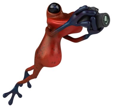 Eğlenceli çizgi film karakteri ile fotoğraf makinesi - 3d çizim