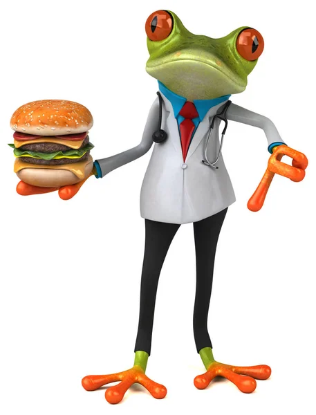 Fun Cartoon Character Hamburger Illustration — Stock Photo, Image