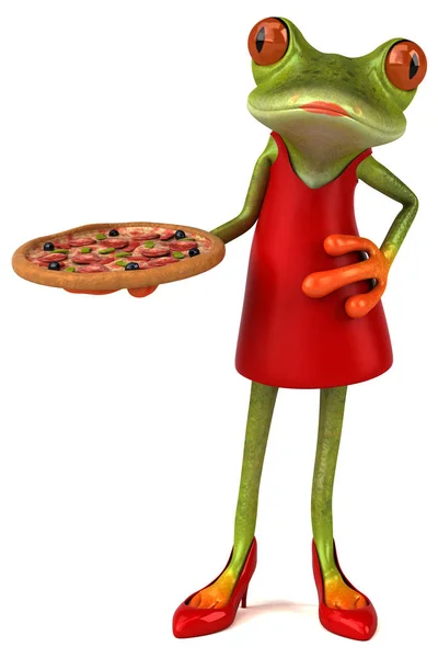 Personagem Desenho Animado Divertido Com Pizza Ilustração — Fotografia de Stock