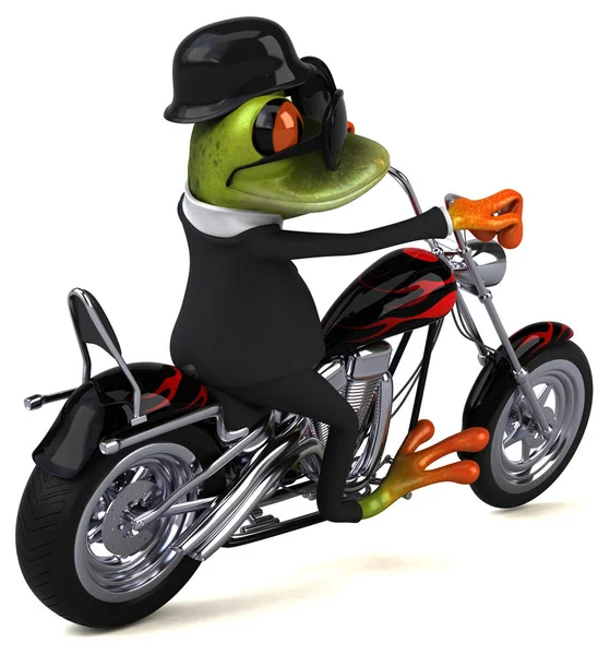 오토바이 삽화에 나오는 개구리 — 스톡 사진