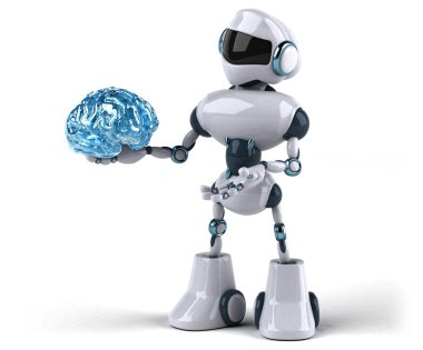 Robot holding beyin - 3d çizim 