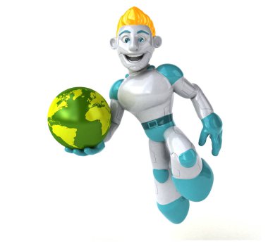 Eğlenceli çizgi film karakteri ile - 3d illüstrasyon küre