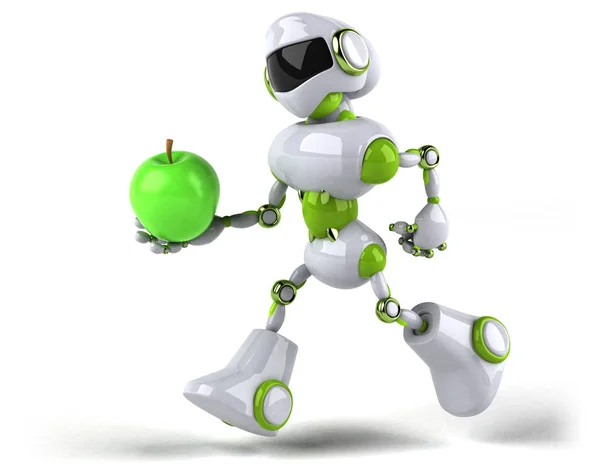 Caractère Robot Avec Pomme Illustration — Photo