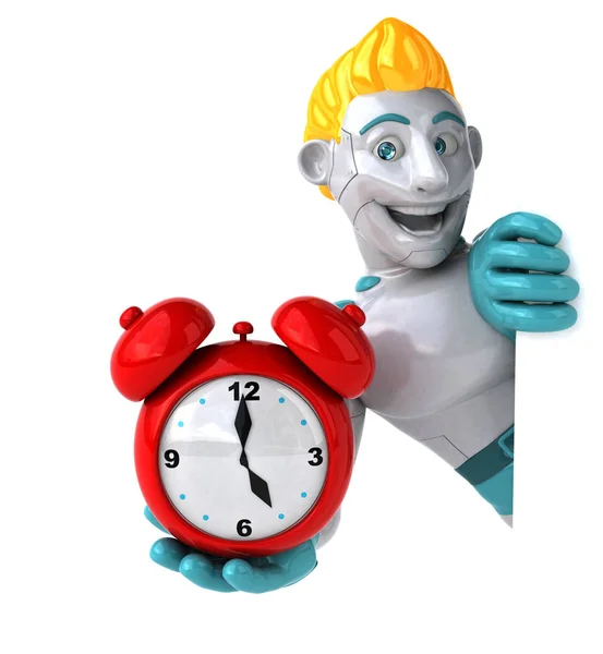 Personaje Robot Con Reloj Ilustración — Foto de Stock