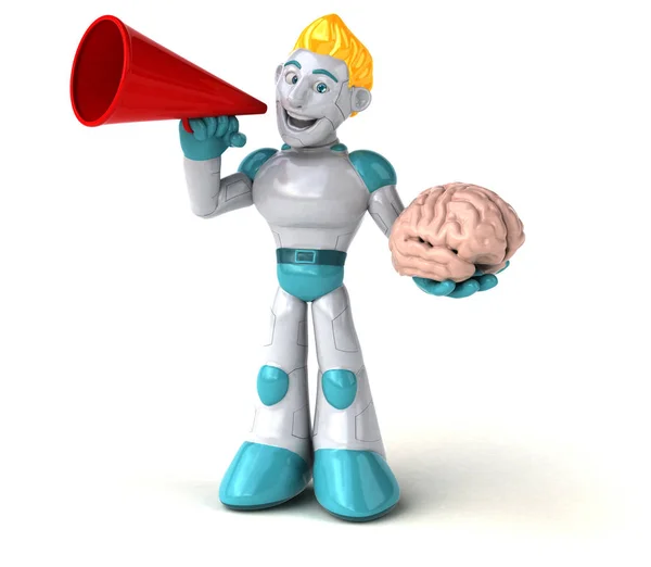 Robot Karakter Met Brain Illustratie — Stockfoto