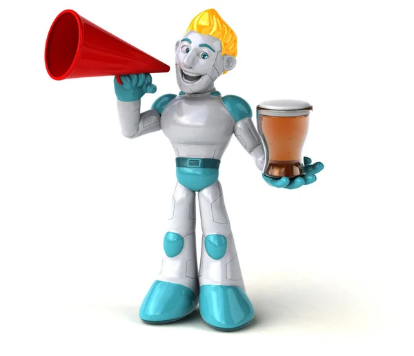 Personaje Robot Con Cerveza Ilustración — Foto de Stock