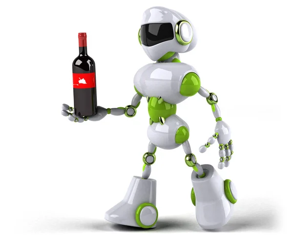 Roboterfigur Mit Wein Illustration — Stockfoto