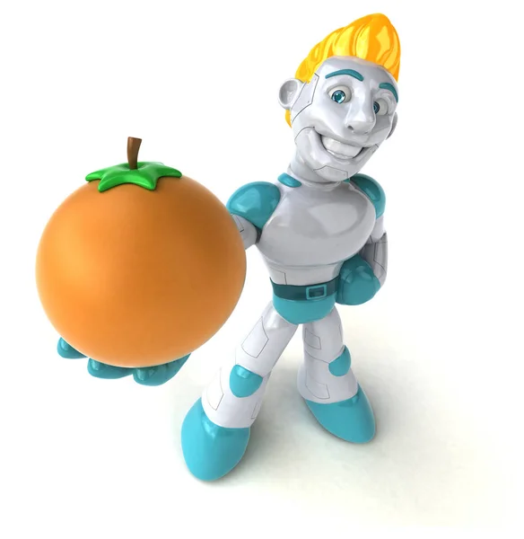Personaje Robot Con Naranja Ilustración —  Fotos de Stock