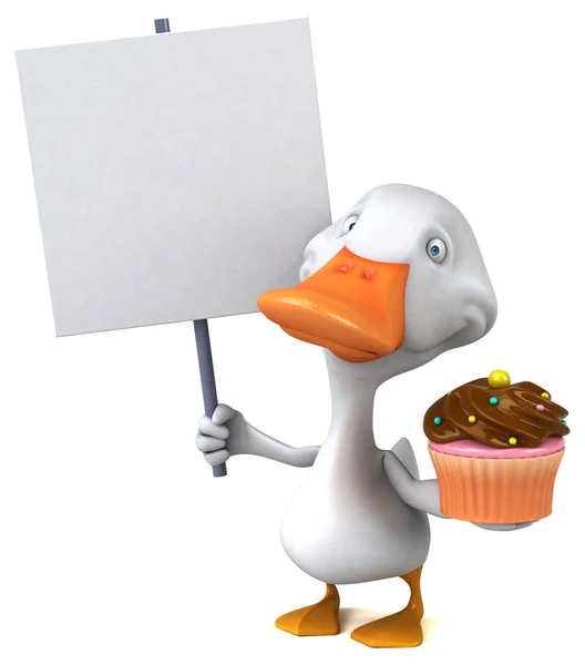 Divertido Personaje Dibujos Animados Con Cupcake Ilustración — Foto de Stock