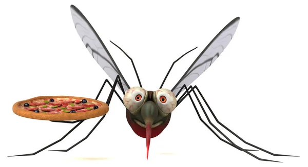 Mosquito Con Pizza Ilustración —  Fotos de Stock