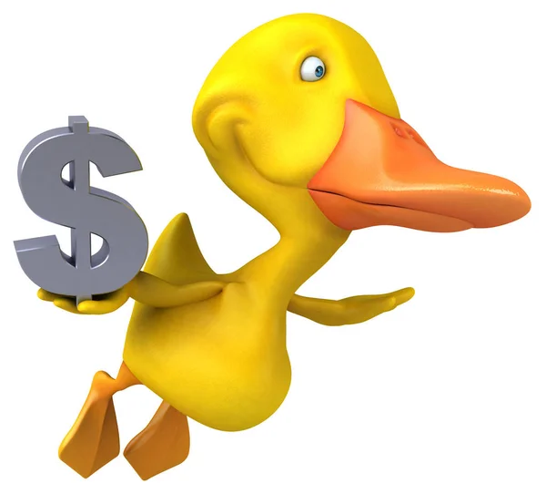 Divertido Pato Con Dólar Ilustración — Foto de Stock