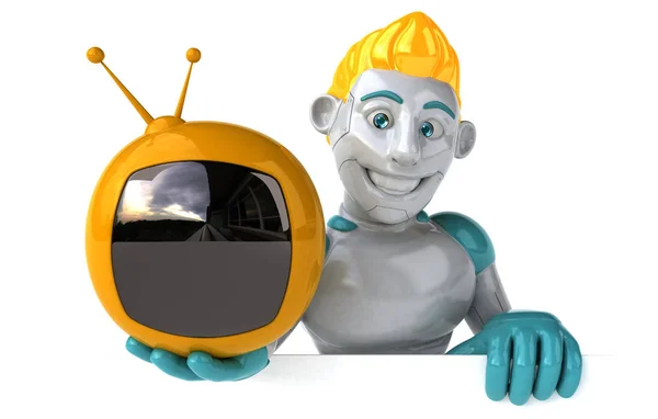 Roboterfigur Mit Fernseher Illustration — Stockfoto