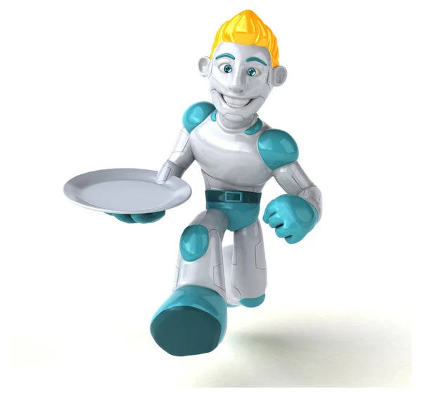 Personagem Robô Com Placa Ilustração — Fotografia de Stock