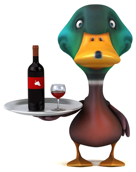 Lustige Cartoon Figur Mit Wein Illustration — Stockfoto