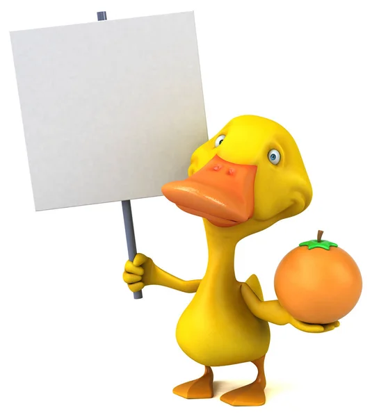 Divertido Pato Con Naranja Ilustración — Foto de Stock