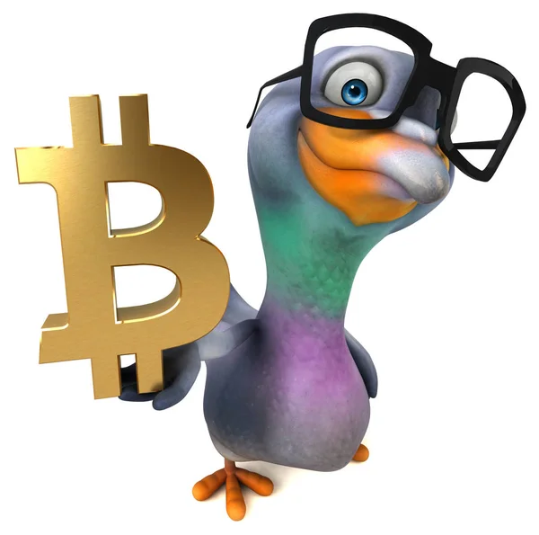 Bitcoin Çizim Ile Eğlenceli Güvercin — Stok fotoğraf