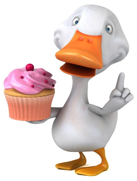 Rolig Tecknad Figur Med Cupcake Illustration — Stockfoto