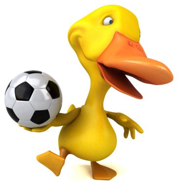 Eğlenceli çizgi film karakteri ile topu - 3d çizim