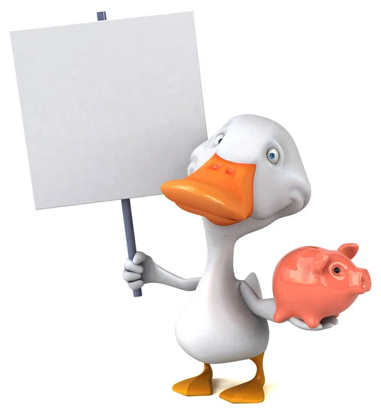 Spaß Cartoon Figur Mit Sparschwein Illustration — Stockfoto