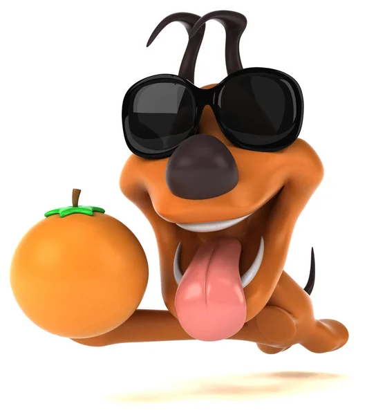 Spaß Cartoon Figur Mit Orange Illustration — Stockfoto