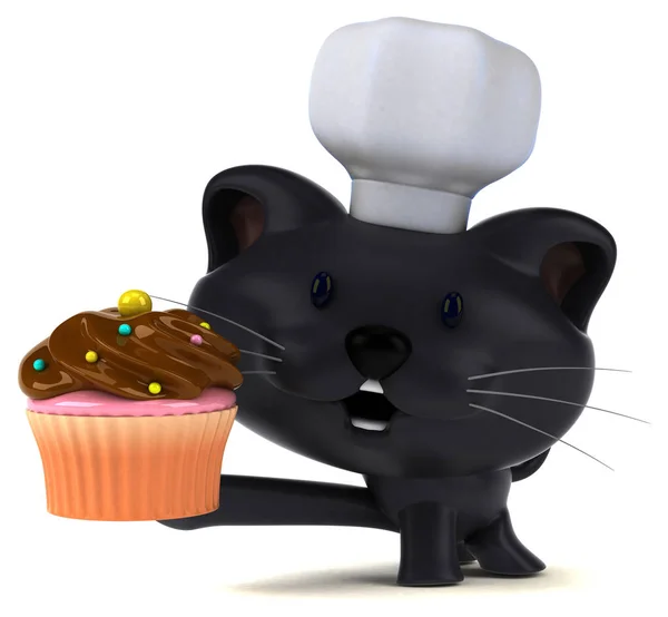 Rolig Tecknad Figur Med Cupcake Illustration — Stockfoto