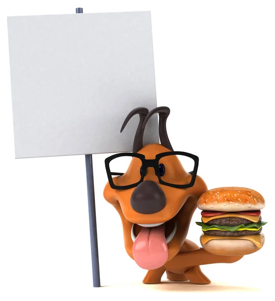 Zábava Kreslené Postavičky Hamburger Obrázek — Stock fotografie