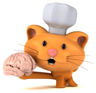 Eğlenceli çizgi film karakteri ile beyin - 3d çizim