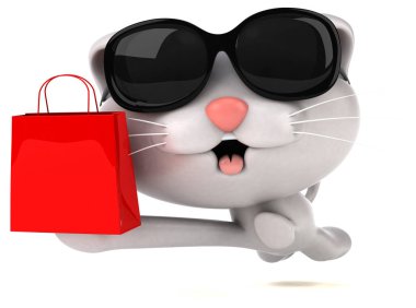 Eğlenceli çizgi film karakteri ile alışveriş çantası - 3d çizim