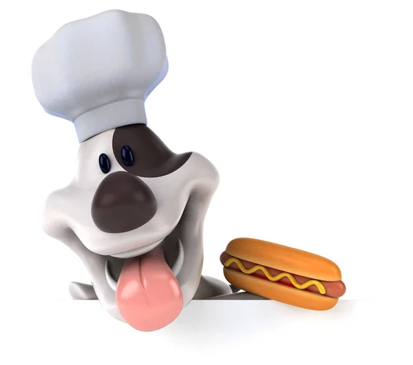 Spaß Cartoon Figur Mit Hotdog Illustration — Stockfoto