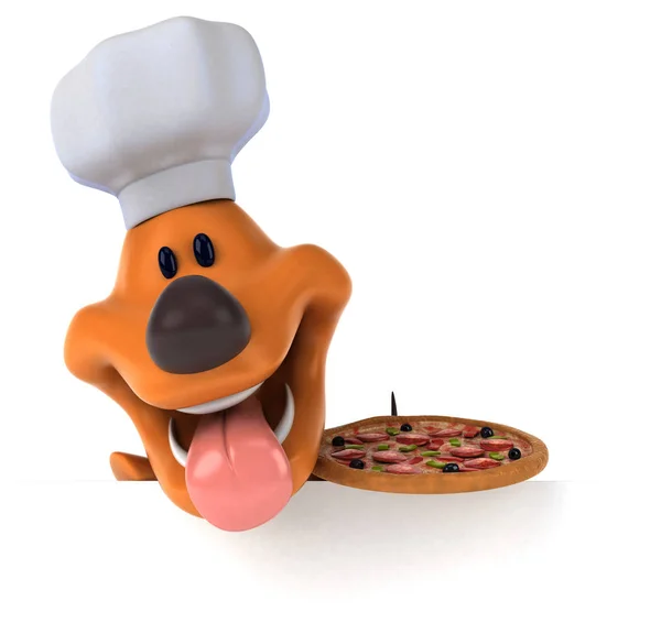 Personagem Desenho Animado Divertido Com Pizza Ilustração — Fotografia de Stock