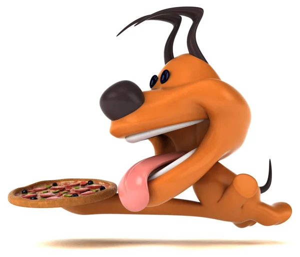 Personagem Desenho Animado Divertido Com Pizza Ilustração — Fotografia de Stock