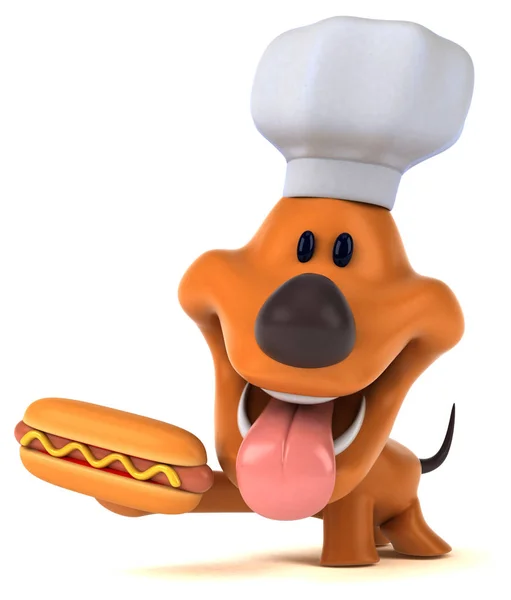 Spaß Cartoon Figur Mit Hotdog Illustration — Stockfoto