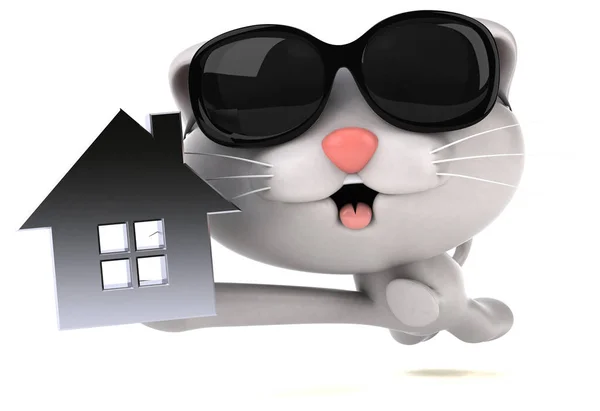 stock image Fun cartoon character with house  - 3D Illustration