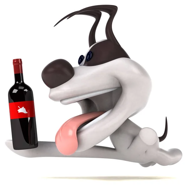 Divertido Personaje Dibujos Animados Con Vino Ilustración — Foto de Stock