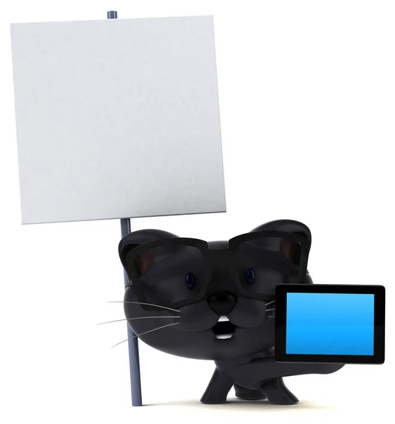 Spaß Cartoon Figur Mit Tablet Illustration — Stockfoto