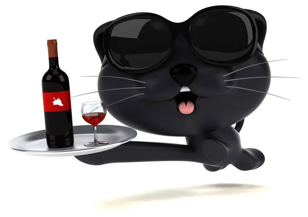 Divertente Personaggio Dei Cartoni Animati Con Vino Illustrazione — Foto Stock