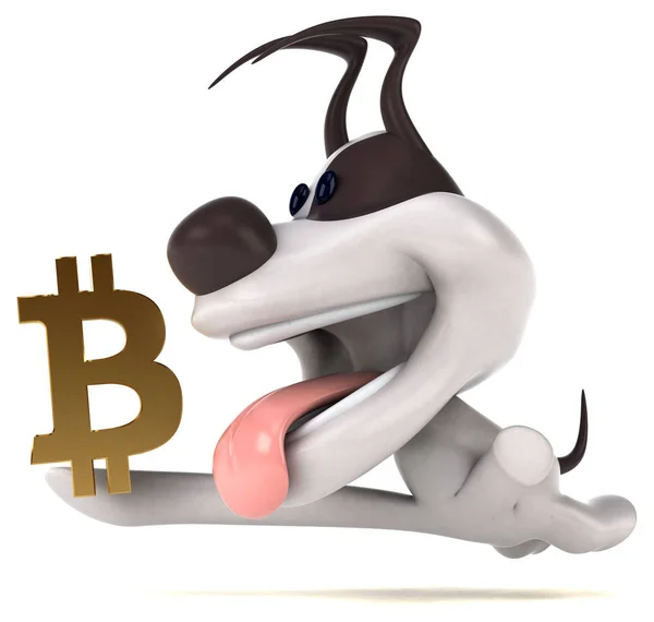 Rolig Tecknad Figur Med Bitcoin Illustration — Stockfoto