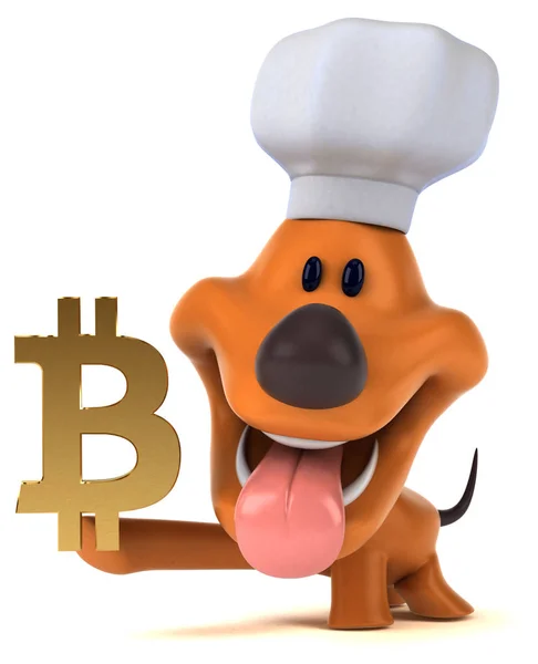 Rolig Tecknad Figur Med Bitcoin Illustration — Stockfoto