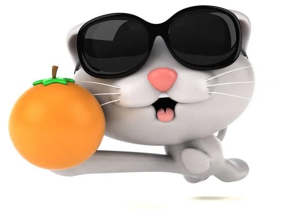 Fun Katze Mit Orange Illustration — Stockfoto