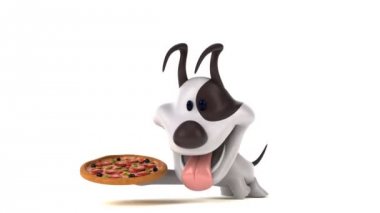 Pizza ile eğlenceli çizgi film karakteri - 3 boyutlu animasyon 